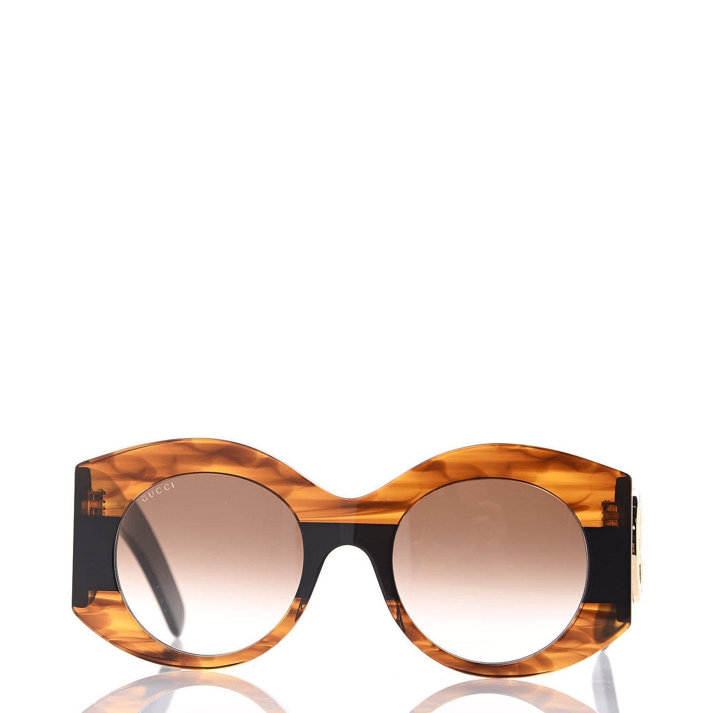 Acetate Round Frame Sunglasses GG 0177S Black Havana Brown