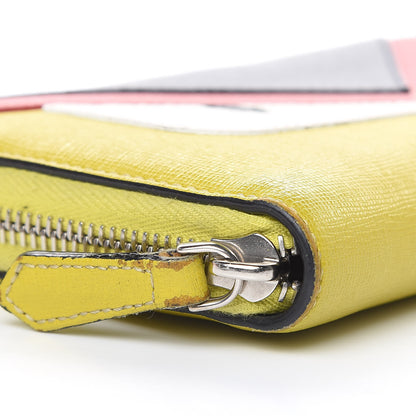 Fendi Vitello Elite Monster Eyes Inlay Bi-Color Zip Around Wallet Cedro Rosso Multicolor 8 of 13