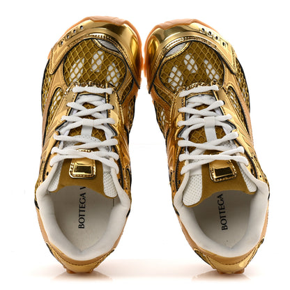 Bottega Veneta Calfskin Fishnet Fabric Orbit Sneakers 39 Gold White 2 of 10