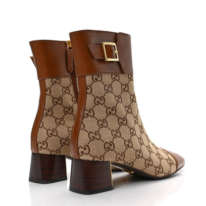 Gucci Monogram Cordovan Lux GG Ankle Boots 37 Beige Cuir 8 of 16