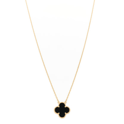Van Cleef & Arpels 18K Yellow Gold Black Onyx Vintage Alhambra Pendant Necklace 1 of 6