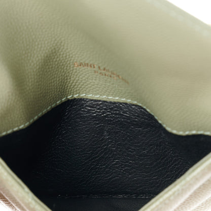Saint Laurent Grain De Poudre Matelasse Chevron Monogram Compact Wallet Light Sage 5 of 7