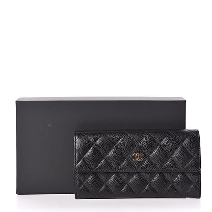 Chanel Caviar Quilted Large Gusset Flap Wallet Black 9 of 9