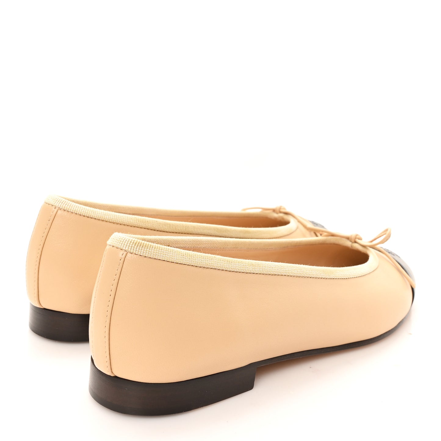 Lambskin Cap Toe CC Ballerina Flats 37.5 Beige Black
