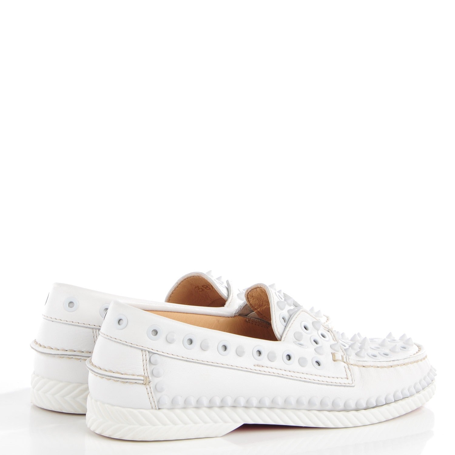 Christian Louboutin Calfskin Yacht Spikes Loafers 38.5 White 4 of 6