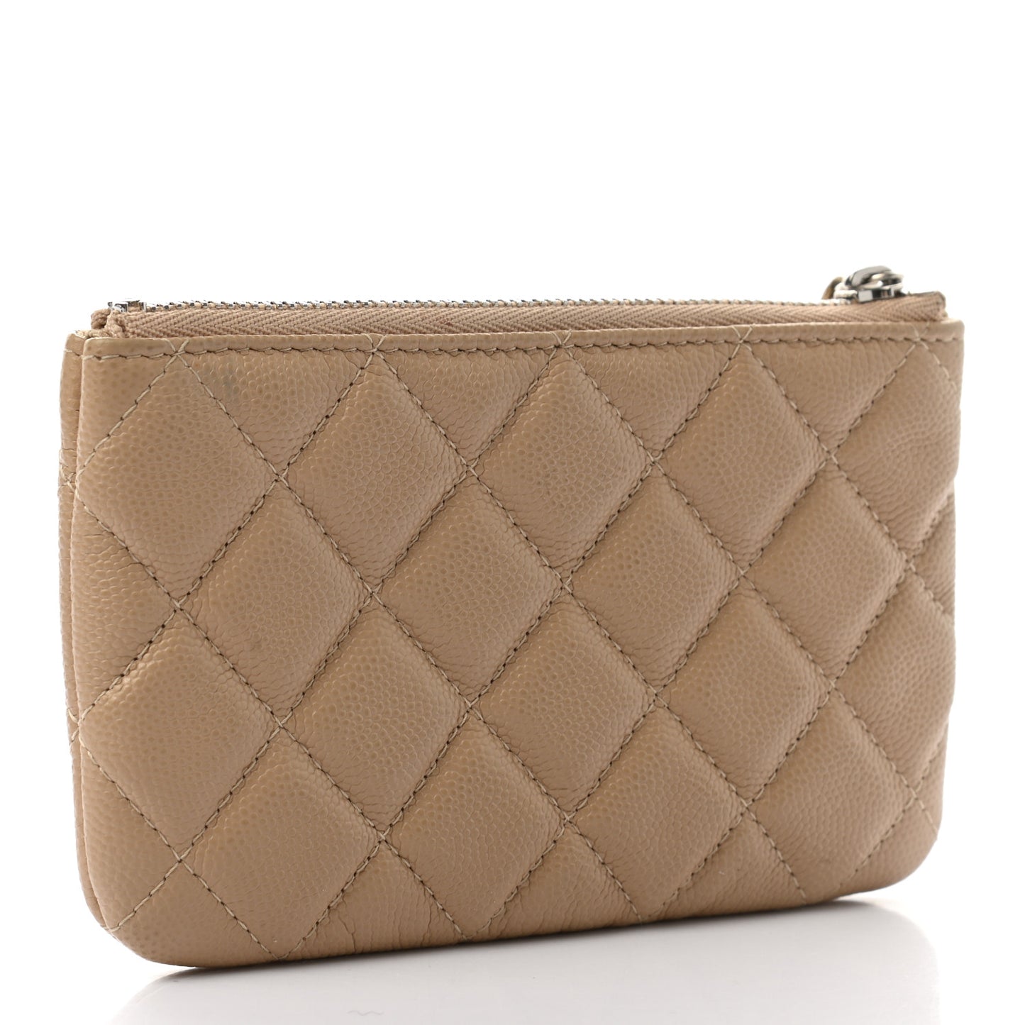 Caviar Quilted Small Cosmetic Case Beige
