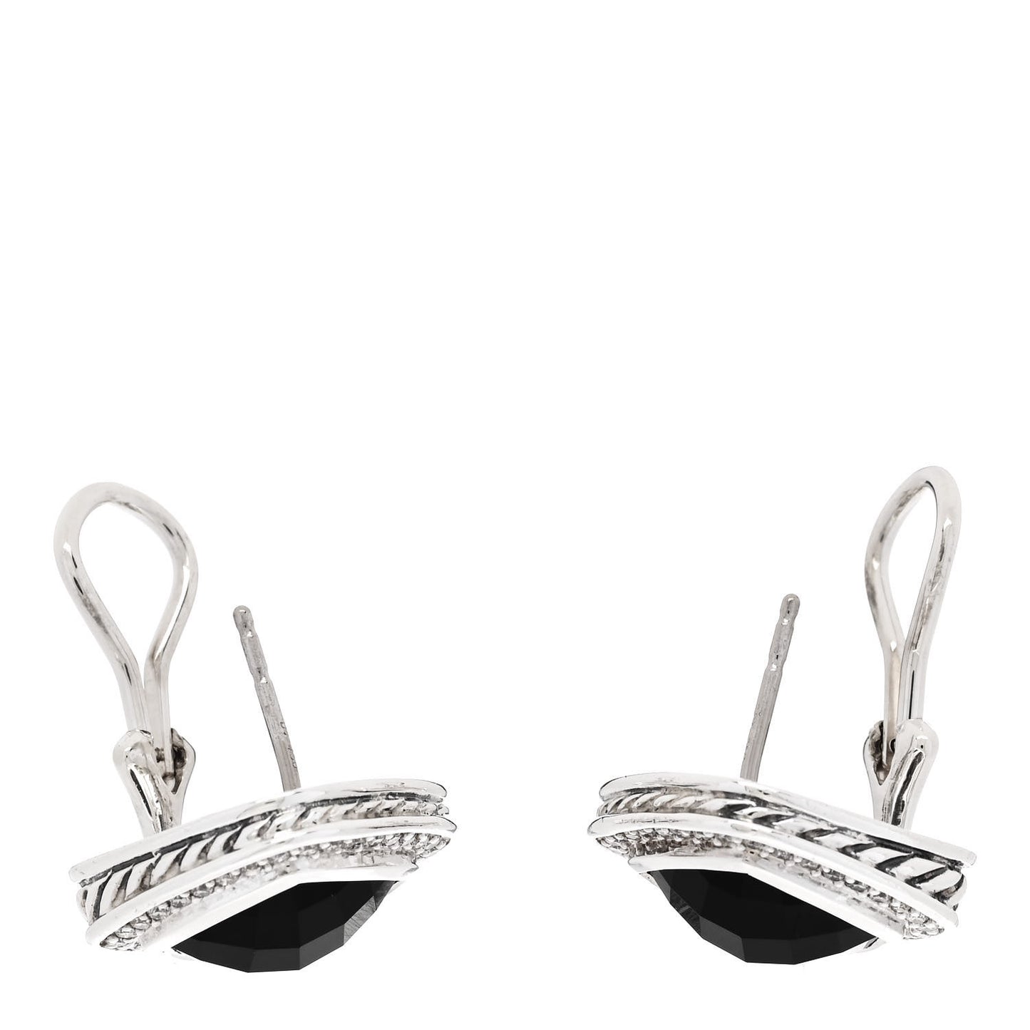 Sterling Silver Pave Diamond Black Onyx 11mm Albion Earrings