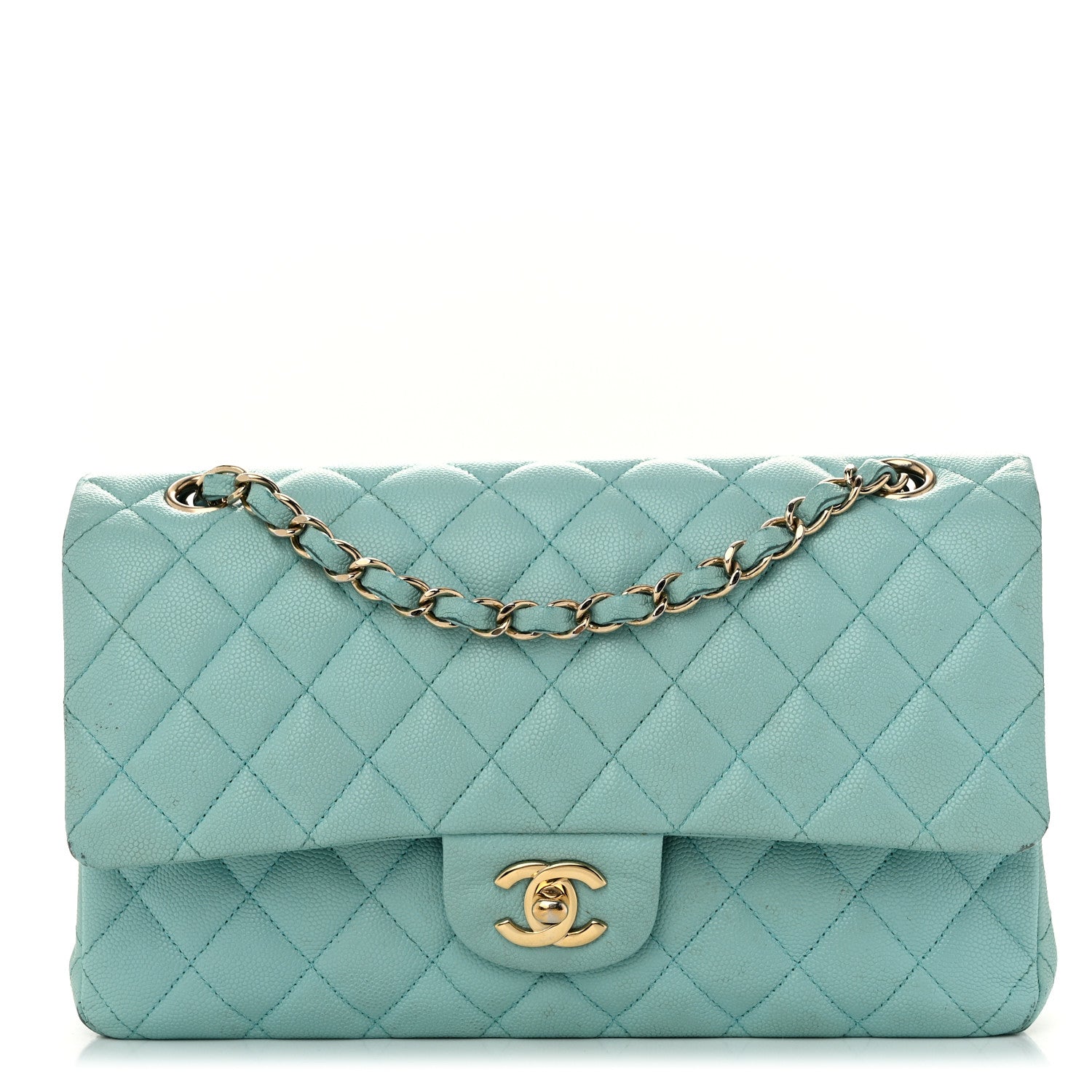 Chanel Caviar Quilted Medium Double Flap Light Blue 1 of 11