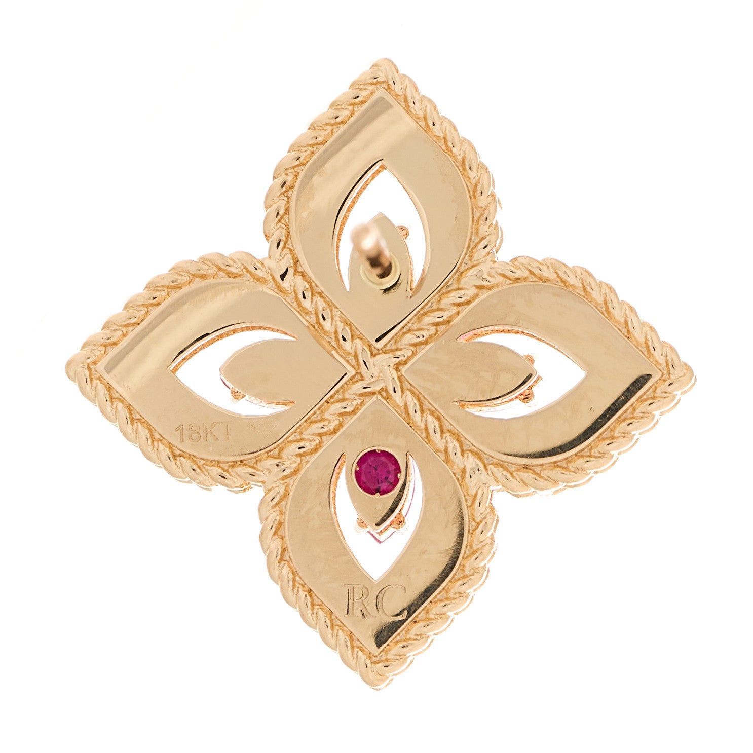 Roberto Coin 18K Rose Gold Diamond Ruby Venetian Princess Earrings 4 of 4