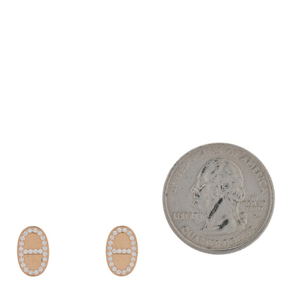 Hermes 18K Rose Gold Diamond Chaine d'Ancre Contour Stud Earrings 2 of 5