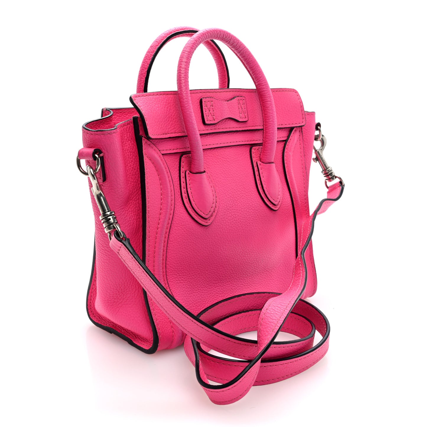 Drummed Calfskin Nano Luggage Fuchsia