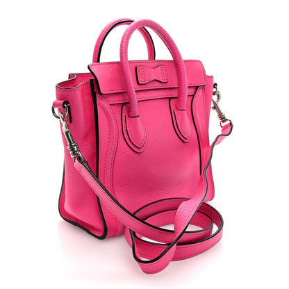 Celine Drummed Calfskin Nano Luggage Fuchsia 3 of 10