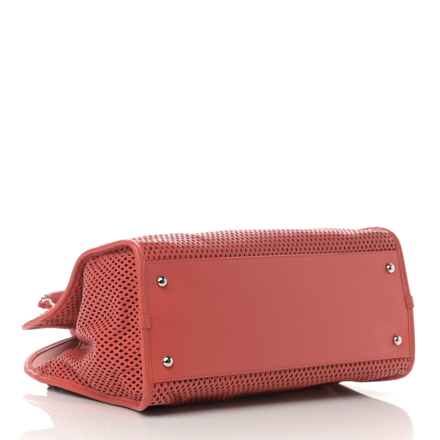 Calfskin Perforated Up In The Air Tote Red