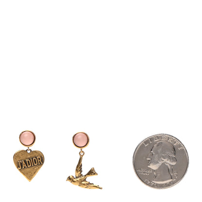 Christian Dior Metal Resin Le Printemps de Dior Earrings Aged Gold Pink 2 of 5