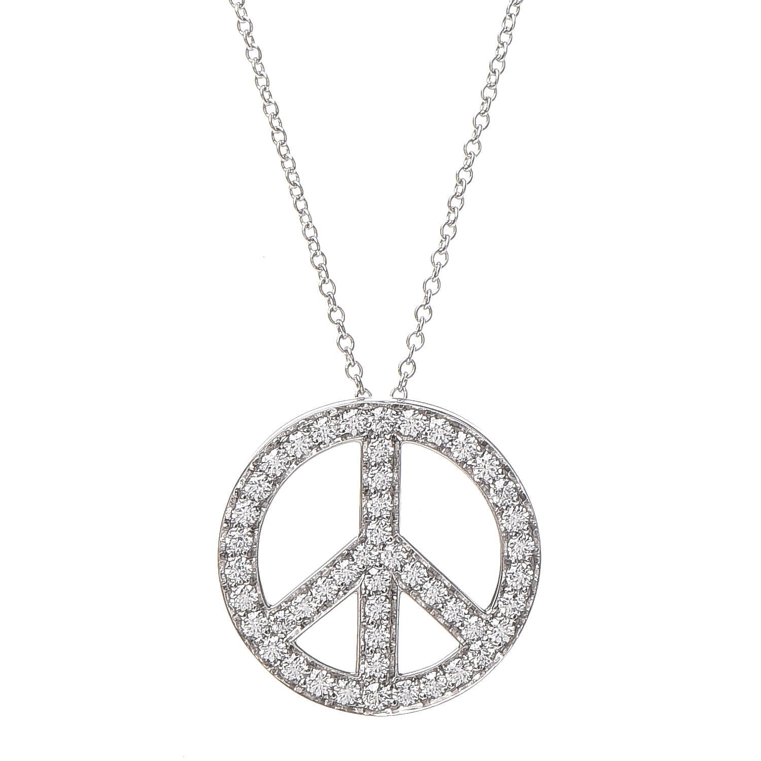 Tiffany Platinum Diamond Peace Pendant Necklace 4 of 7