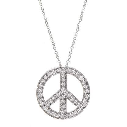 Tiffany Platinum Diamond Peace Pendant Necklace 4 of 7