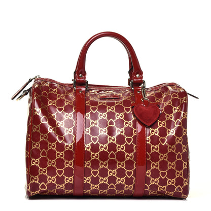 Gucci Patent GG Valentine Medium Joy Boston Red Gold 1 of 9