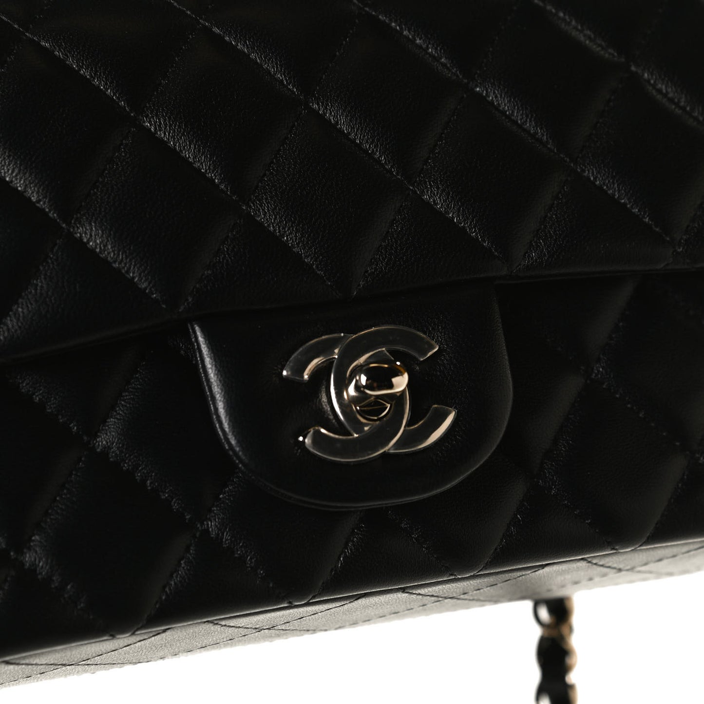 Lambskin Quilted Mini Rectangular Flap Black