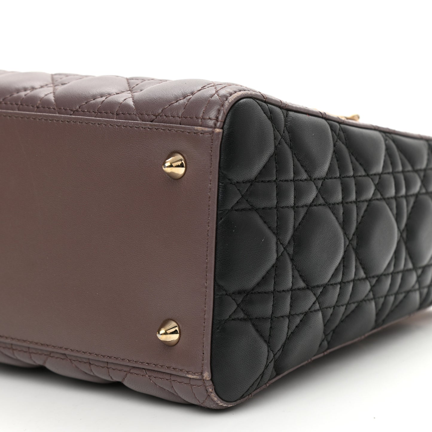 Lambskin Cannage Medium Tri-Color Lady Dior Brown