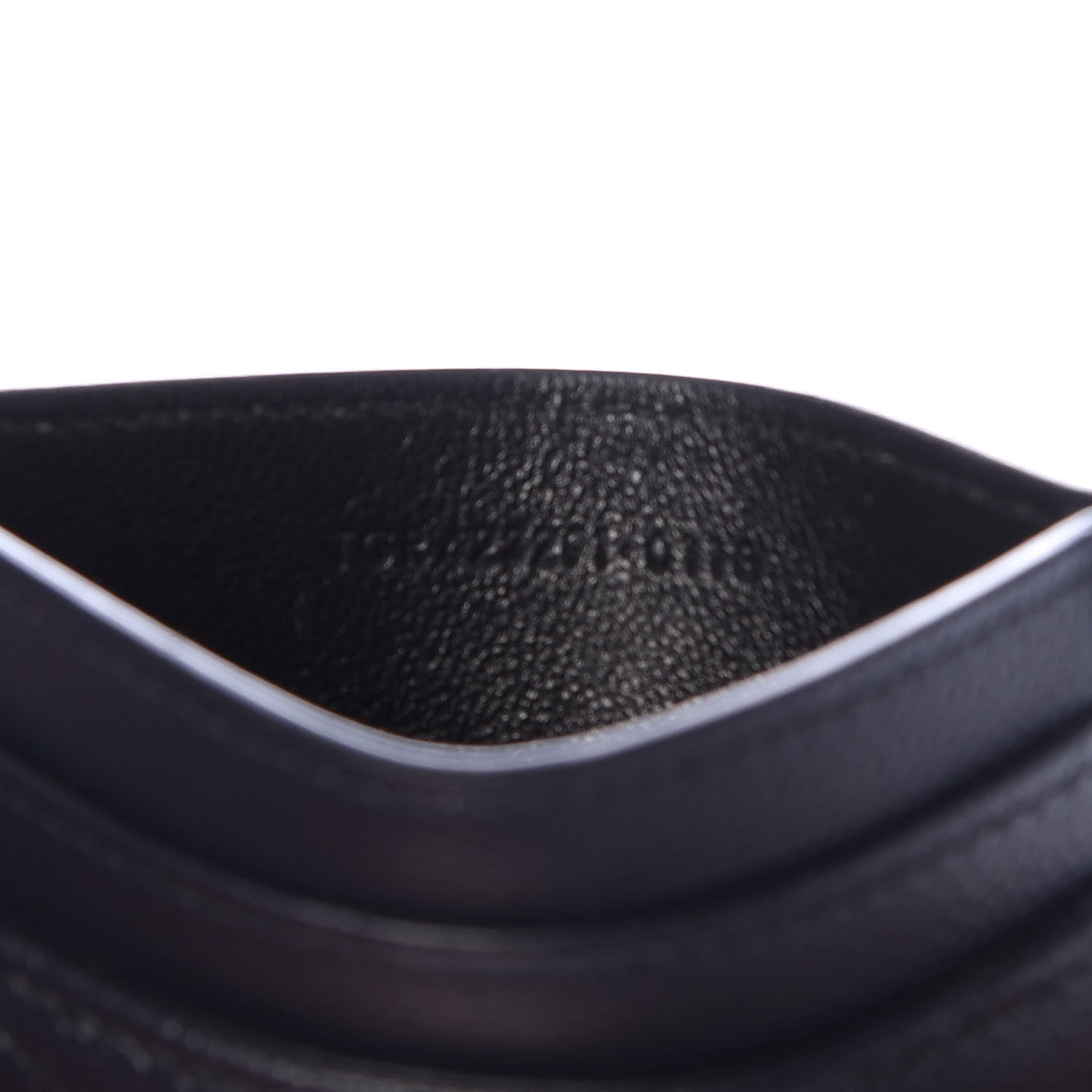 Saint Laurent Grain De Poudre Matelasse Monogram Chevron Credit Card Case Deep Marine 7 of 12