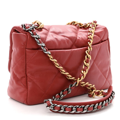 Chanel Goatskin Quilted Large Chanel 19 Flap Red 3 of 10