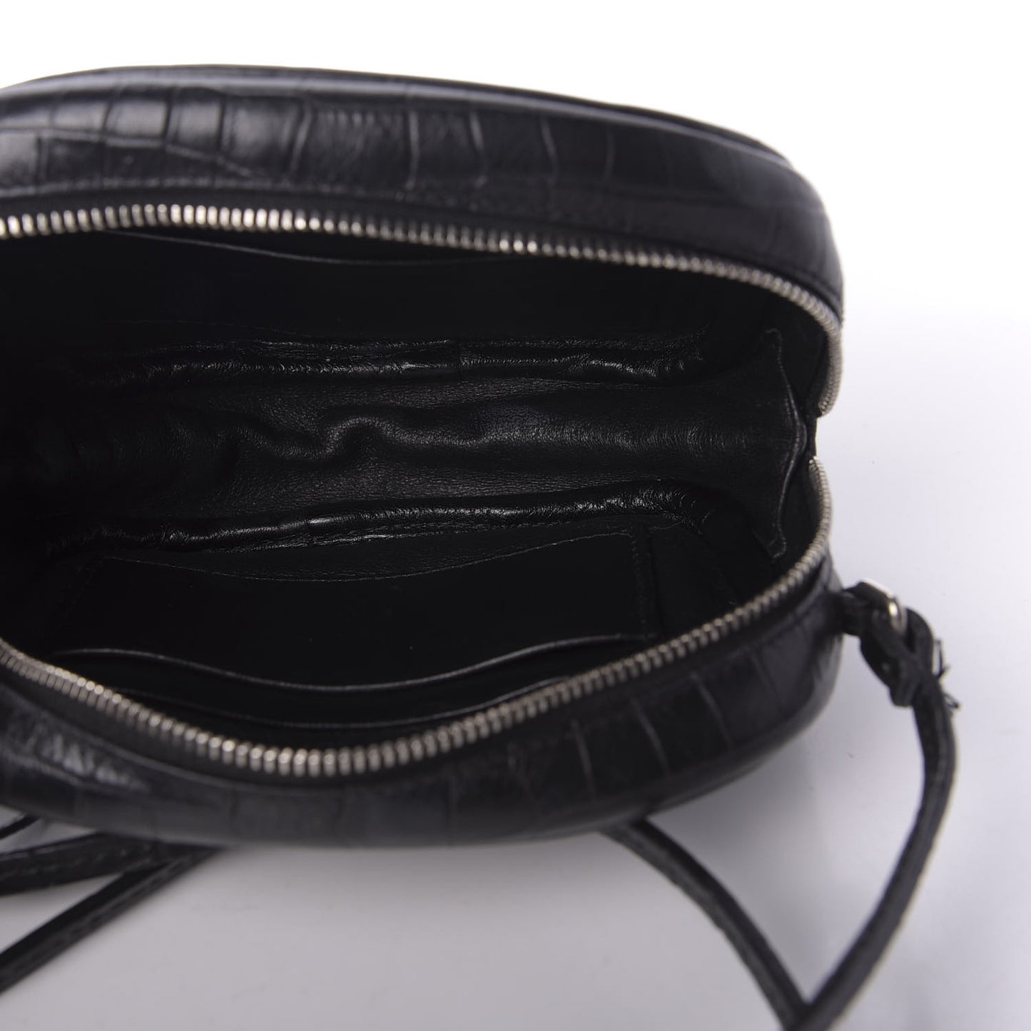Calfskin Crocodile Embossed Monogram Blogger Bag Black