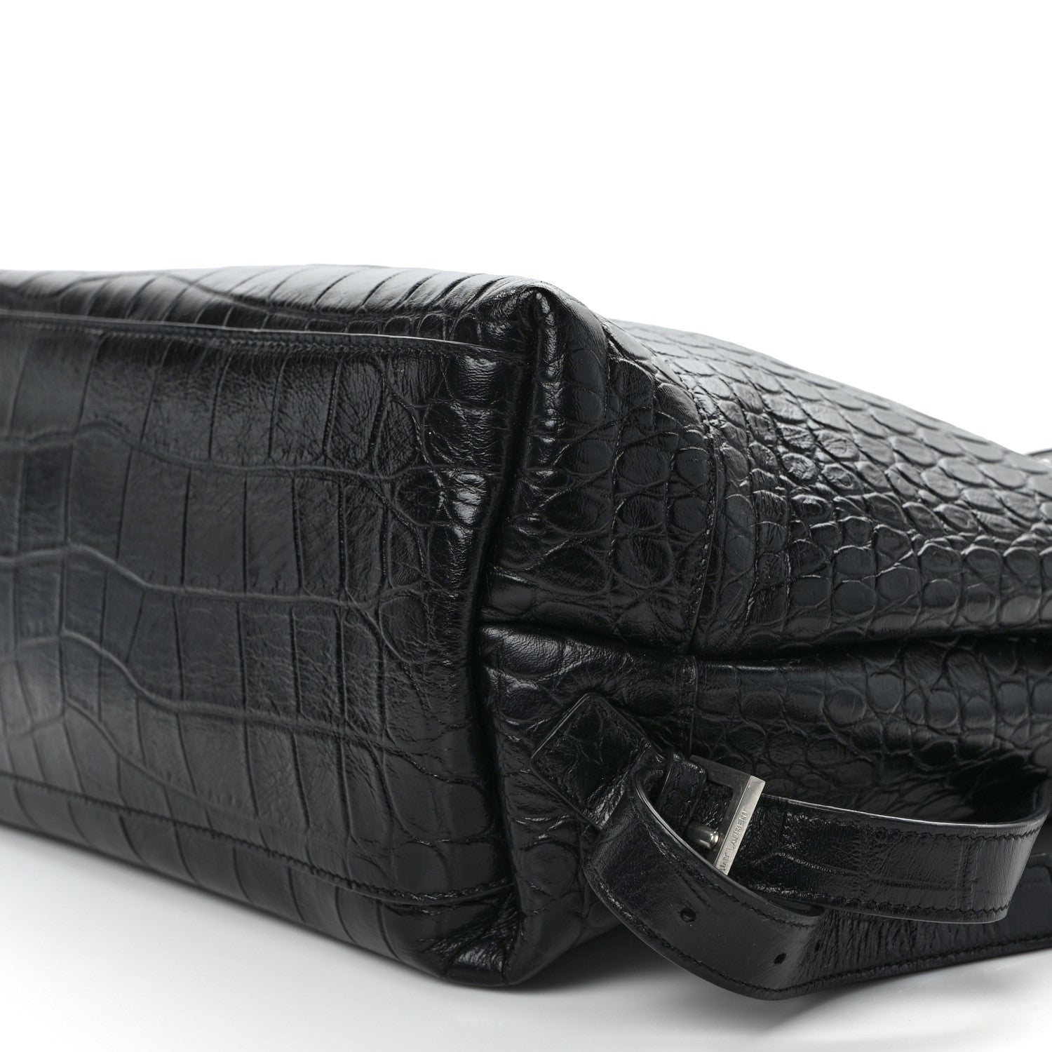 Saint Laurent Calfskin Crocodile Embossed Sac De Jour Backpack Black 10 of 13