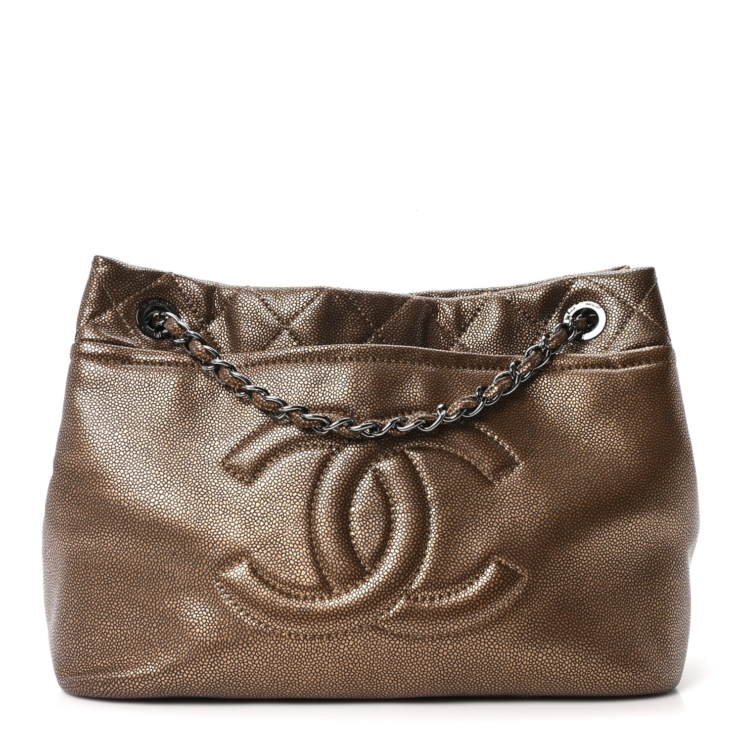 Chanel Metallic Caviar Quilted Large Timeless CC Soft Tote Bronze 1 of 10