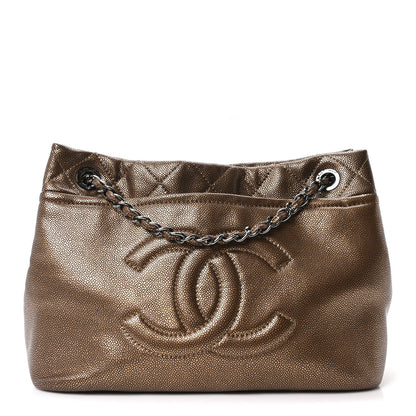 Chanel Metallic Caviar Quilted Large Timeless CC Soft Tote Bronze 1 of 10