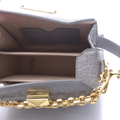 Alexander McQueen Calfskin Crocodile Embossed Box Shoulder Bag 16 Grey 6 of 11