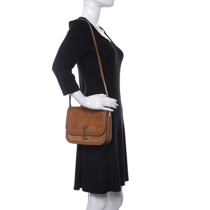 Saint Laurent Suede Smooth Calfskin Monogram Medium Solferino Soft Satchel Cinnamon 2 of 10