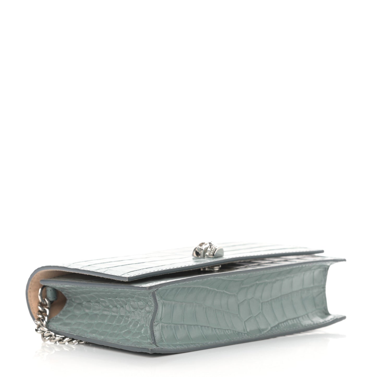 Calfskin Crocodile Embossed Skull Mini Crossbody Bag
