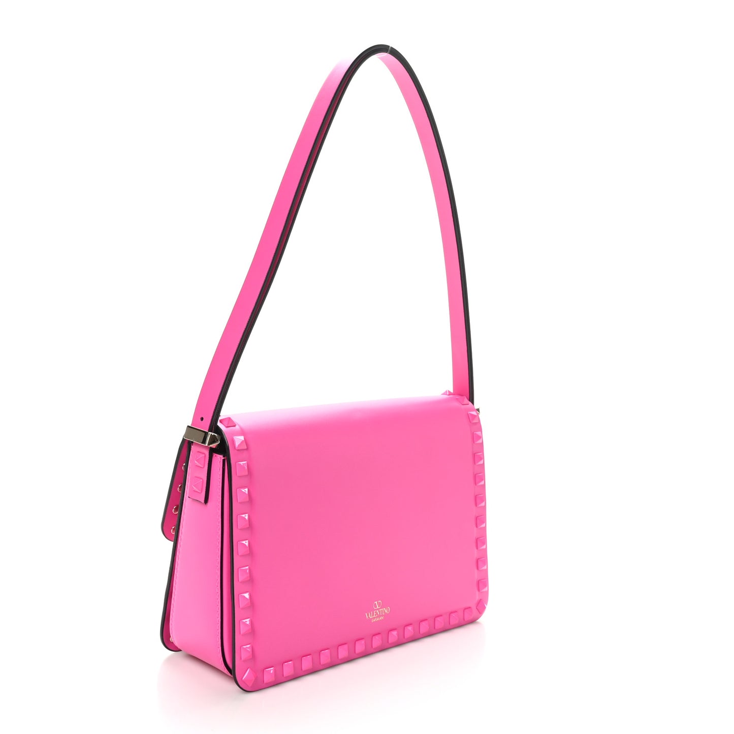 Smooth Calfskin Enamel Tonal Rockstud23 Shoulder Bag Pink PP
