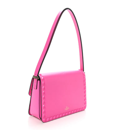 Valentino Garavani Smooth Calfskin Enamel Tonal Rockstud23 Shoulder Bag Pink PP 3 of 9