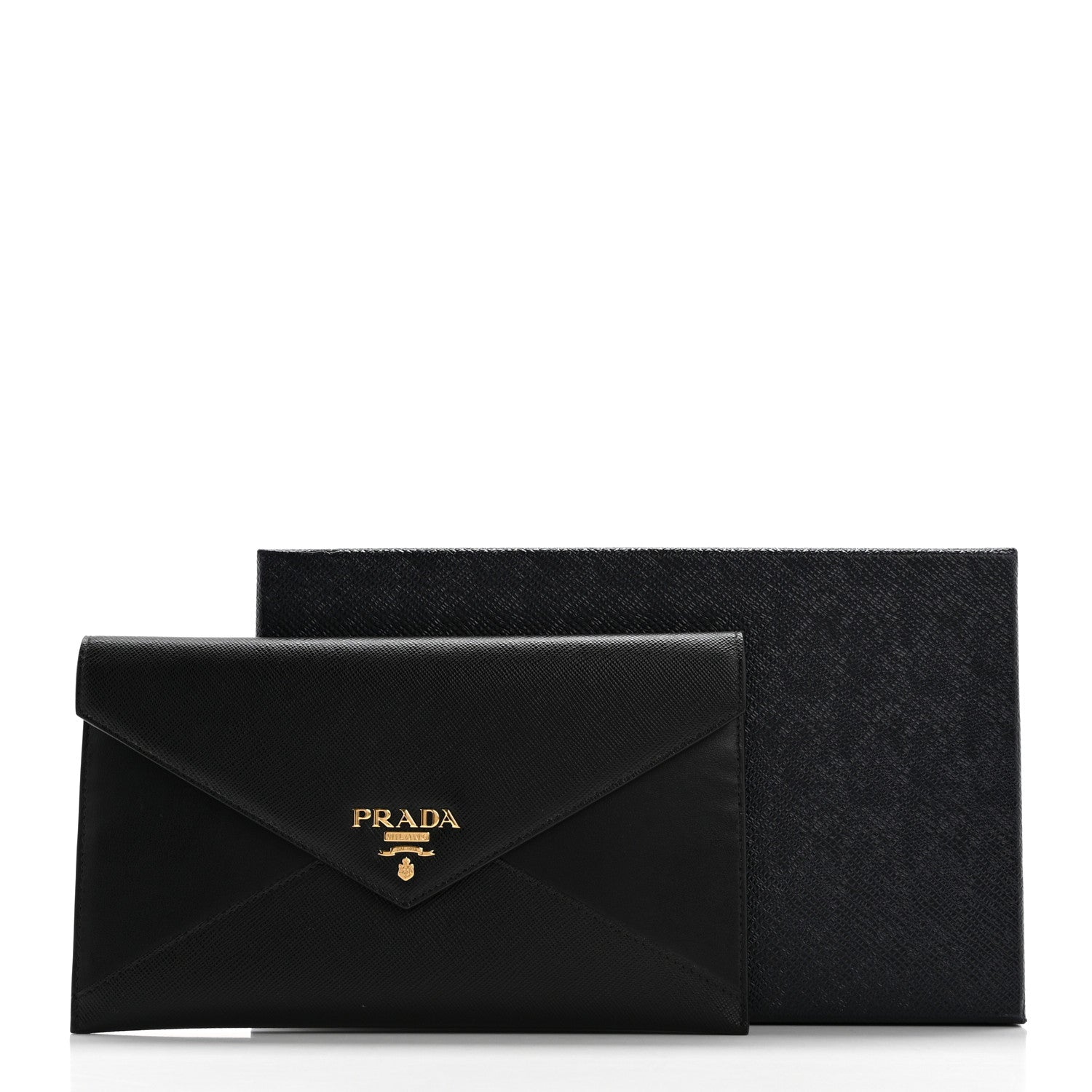 Prada Saffiano City Calfskin Envelope Wallet Black 9 of 9
