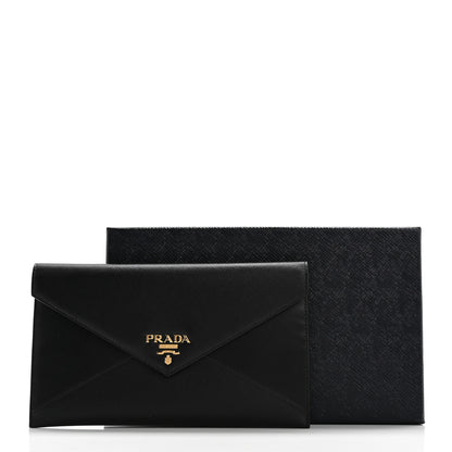 Prada Saffiano City Calfskin Envelope Wallet Black 9 of 9