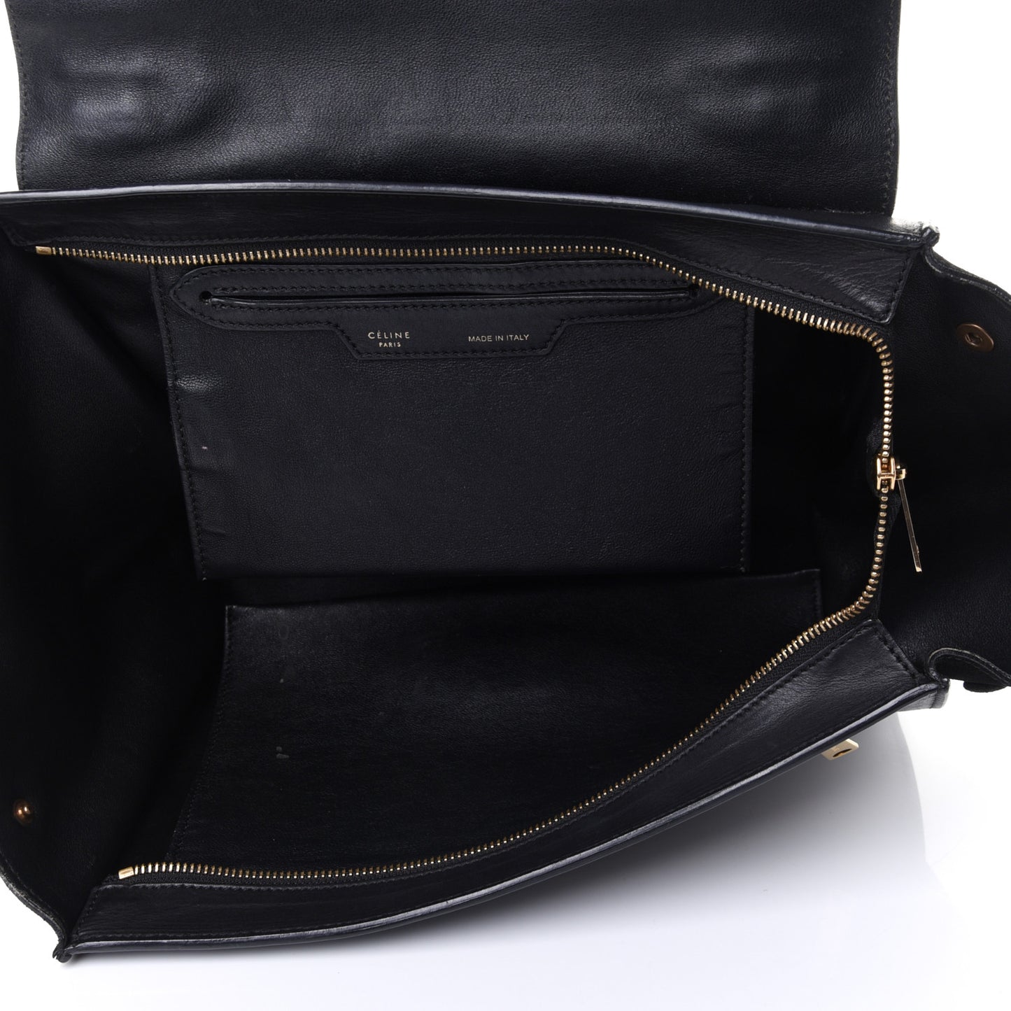 Crocodile Embossed Calfskin Suede Medium Trapeze Black