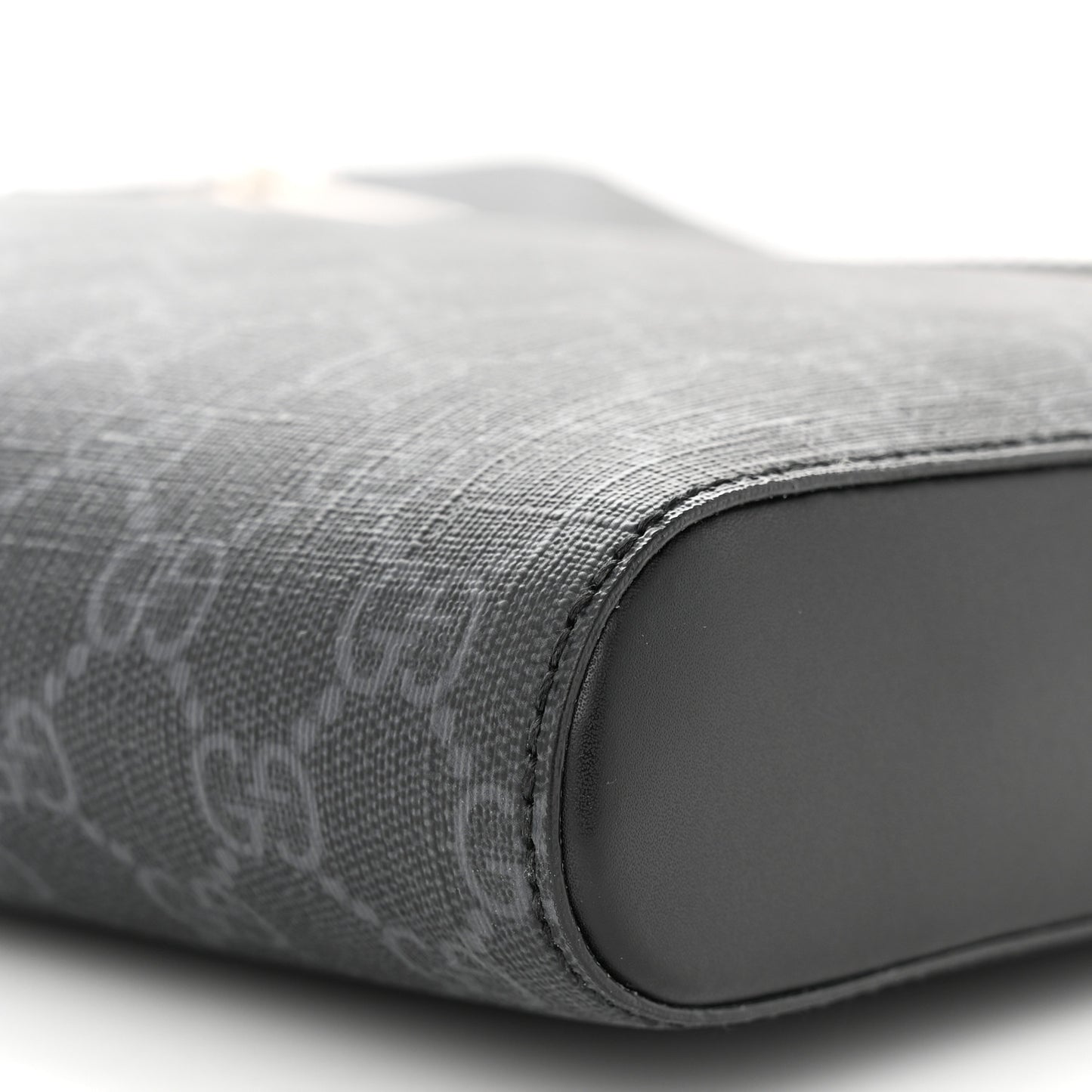 GG Supreme Monogram Appia Calfskin Web Flat Messenger Bag Black Grey