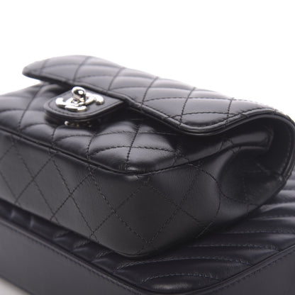 Chanel Calfskin Chevron Quilted Double Camera Bag With Flap Black 15 of 17