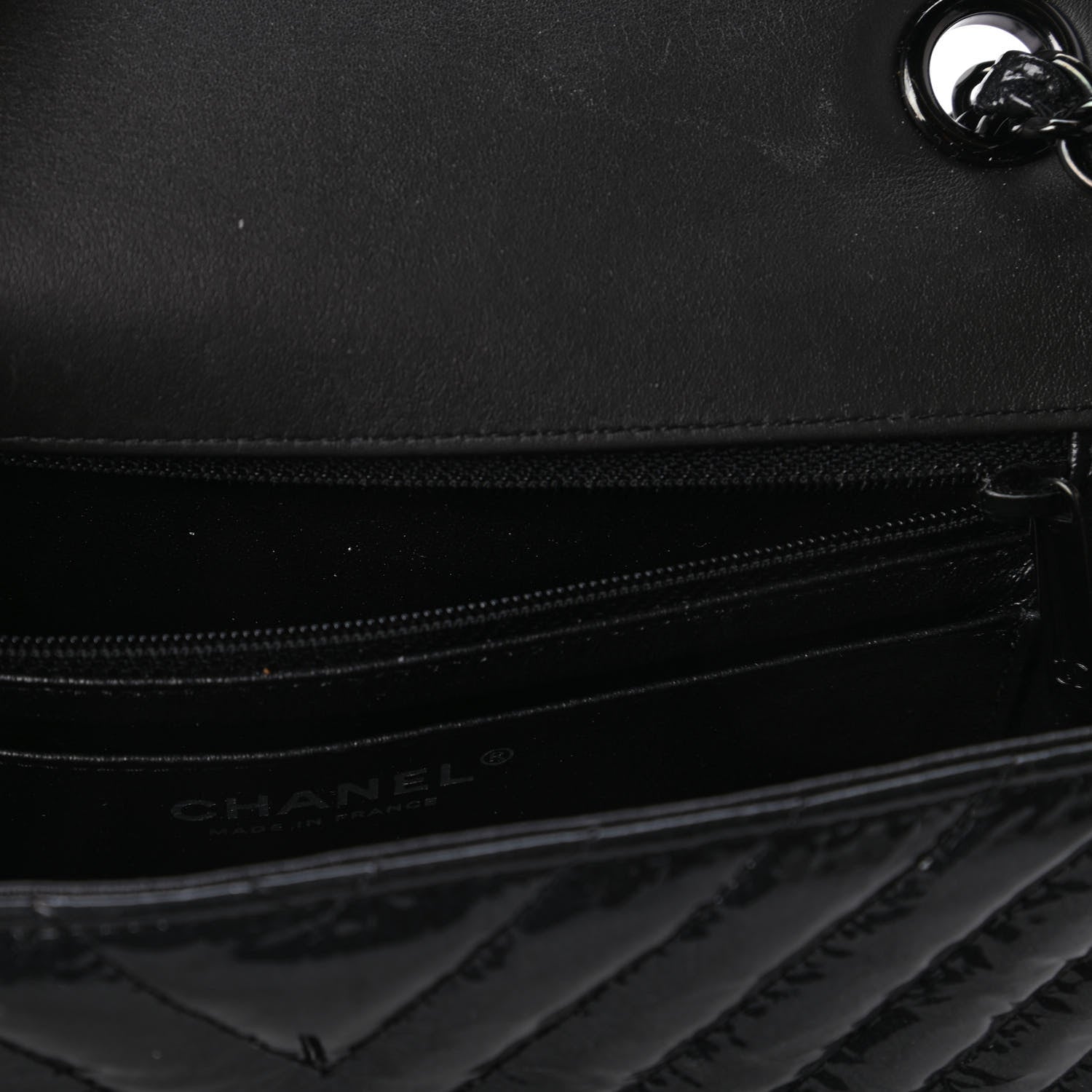 Chanel Patent Metallic Crumpled Calfskin Chevron Quilted Mini Rectangular Flap So Black 9 of 13