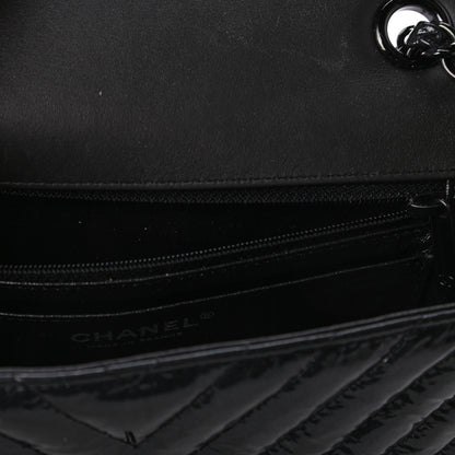 Chanel Patent Metallic Crumpled Calfskin Chevron Quilted Mini Rectangular Flap So Black 9 of 13