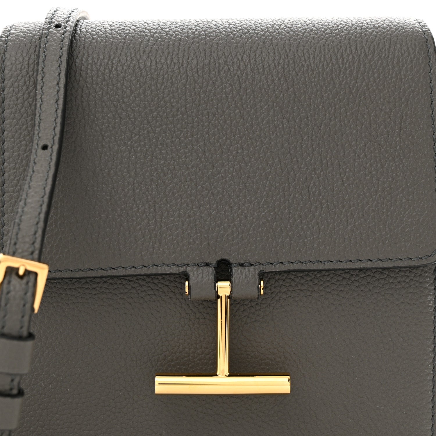 Tom Ford Grained Calfskin Mini T Clasp Tara Bag On Strap Graphite 8 of 10