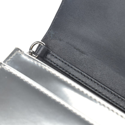 Christian Dior Metallic Patent Micro-Cannage Diorama Wallet on Chain Pouch Silver 12 of 12