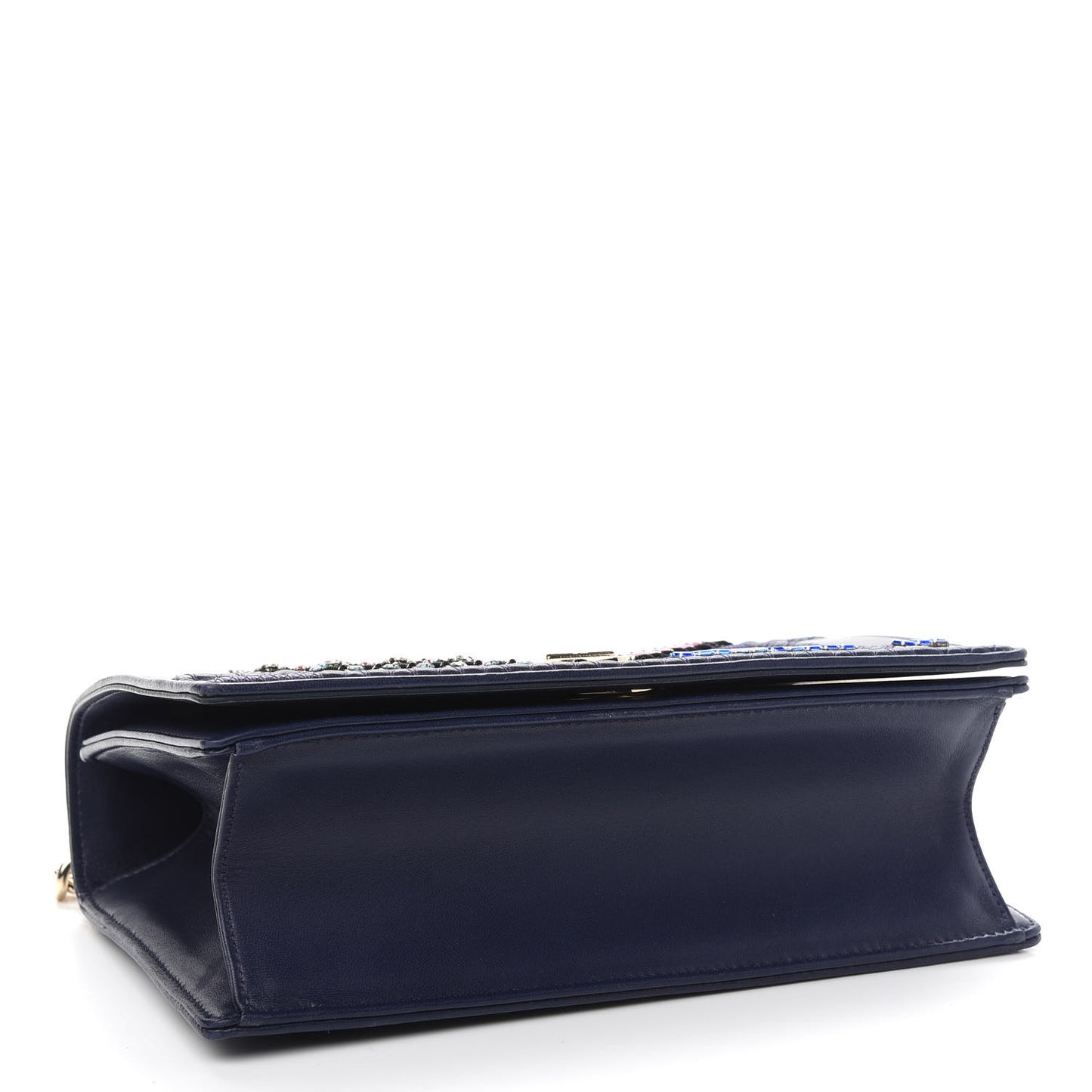 Calfskin Crystal Embroidered Medium Diorama Flap Bag Blue