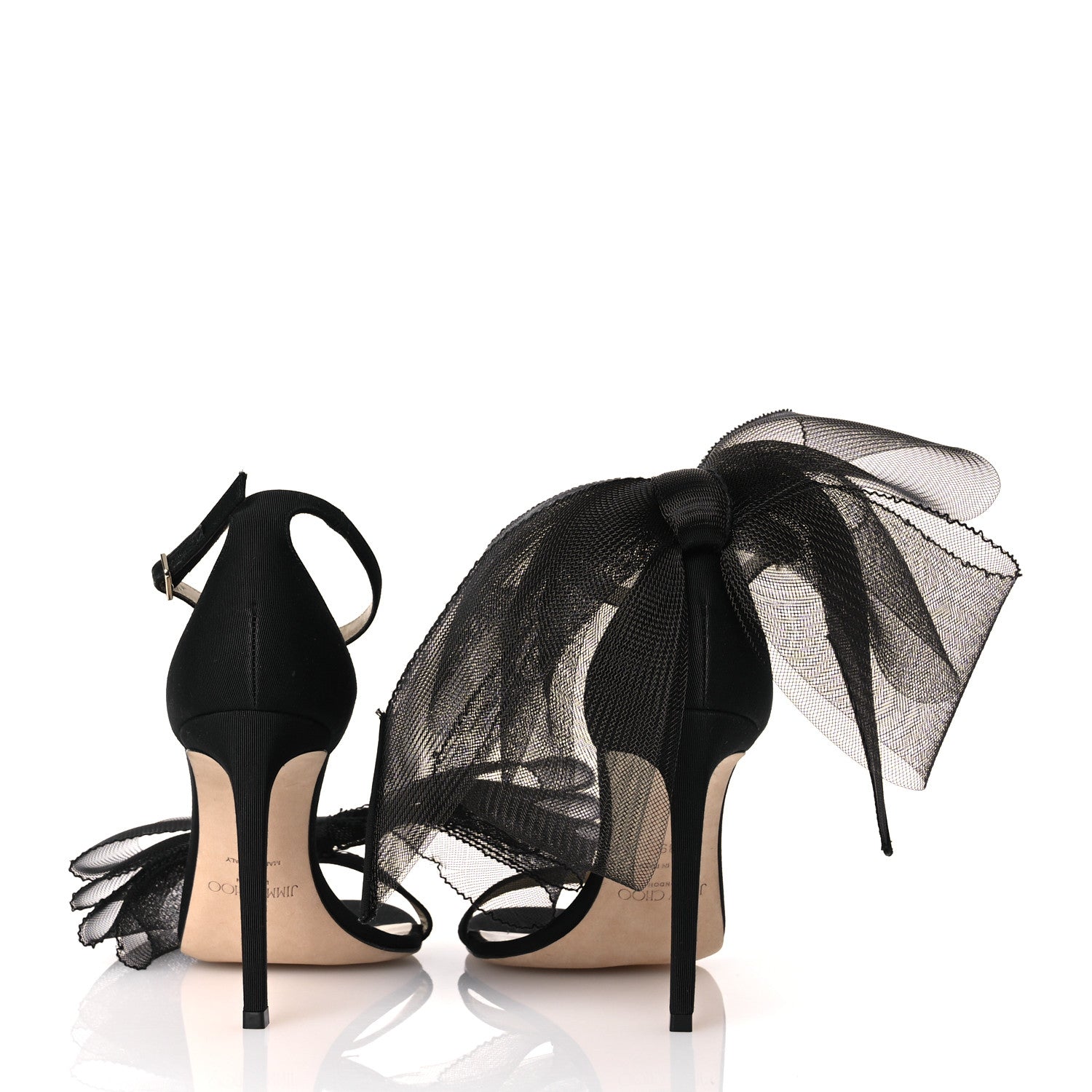 Jimmy Choo Grosgrain Aveline Bow 100 Sandals 39 Black 6 of 9