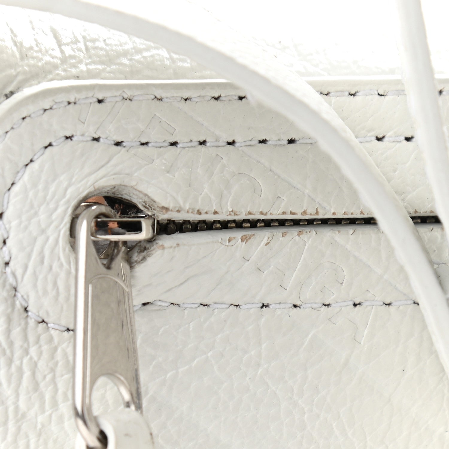 Balenciaga Shiny Goatskin Allover Logo Embossed XXS Souvenir Belt Bag White 9 of 9