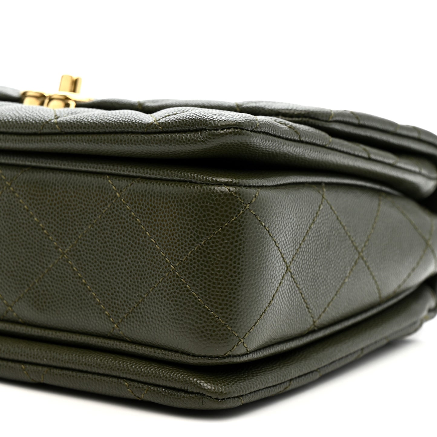 Caviar Quilted Mini Coco First Flap Khaki