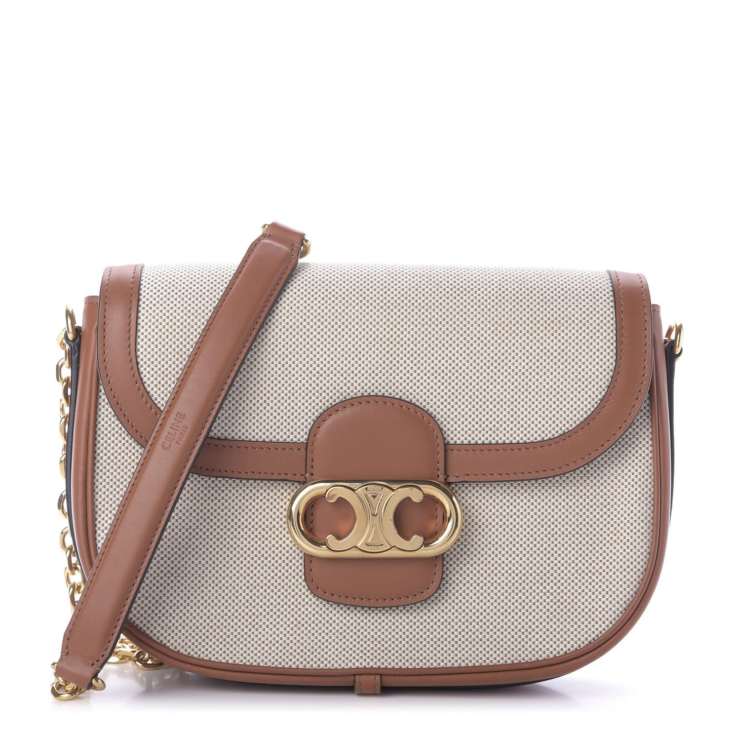 Textile Natural Calfskin Medium Chain Maillon Triomphe Tan White