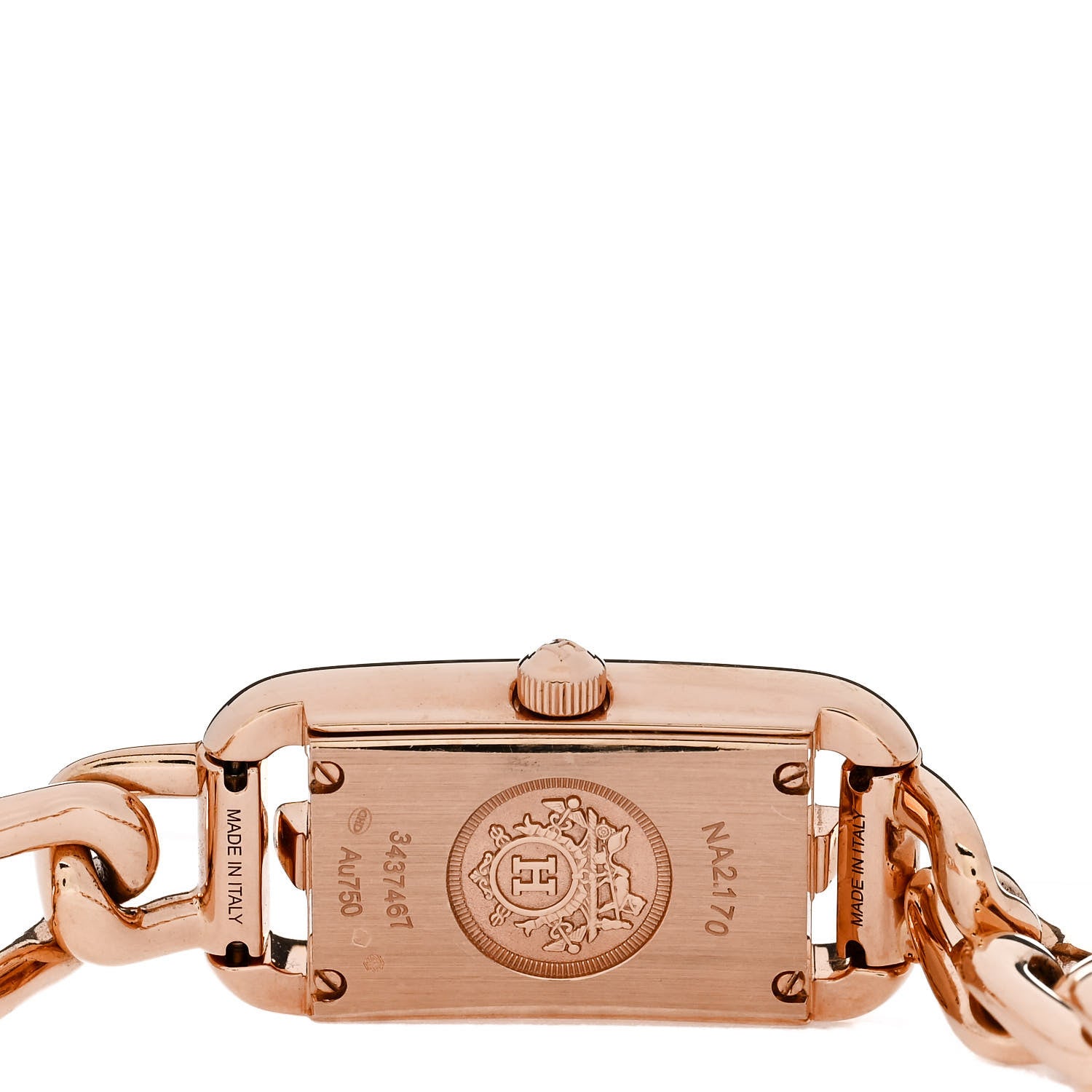 Hermes 18K Rose Gold Mother of Pearl 17mm Nantucket Quartz Watch 4 of 5
