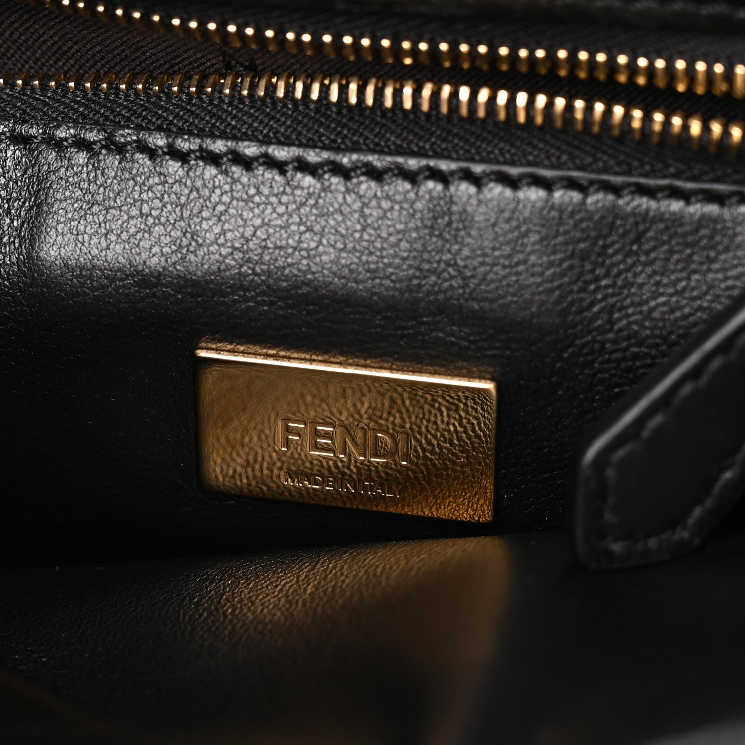 Fendi Shearling Nappa Macro FF 1974 Mini Peekaboo Iconic Satchel Tobacco Black 6 of 12